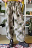 Arbi Needlecord Tartan Barrel Pant Mocha